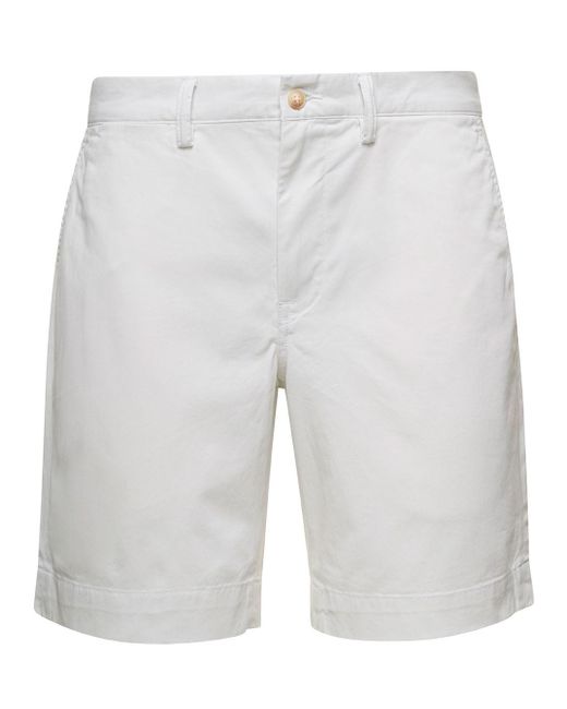 Ralph Lauren Gray Chino Shorts With Logo Patch In Cotton Man for men