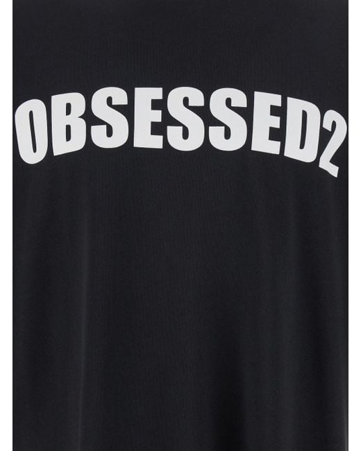 DSquared² Black Crewneck T-Shirt With Maxi Logo Lettering On The Front for men