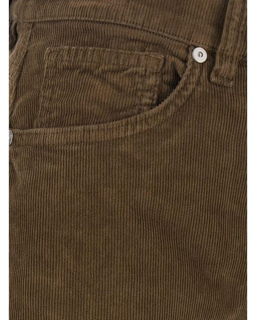 PT Torino Brown Cindy Soft Stretch Corduroy Pants With High Waist And Pocket