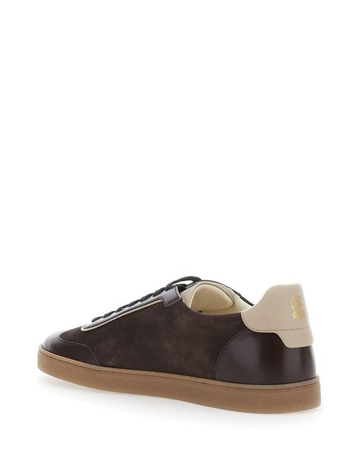 Brunello Cucinelli Brown Sneakers With Embossed Logo On The Heel for men
