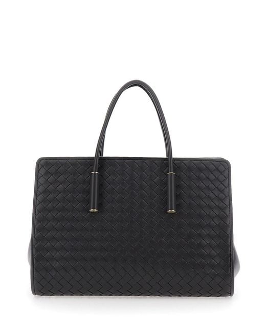Bottega Veneta Black 'Barbara' Small Shoulder Bag With Top Zip Closur