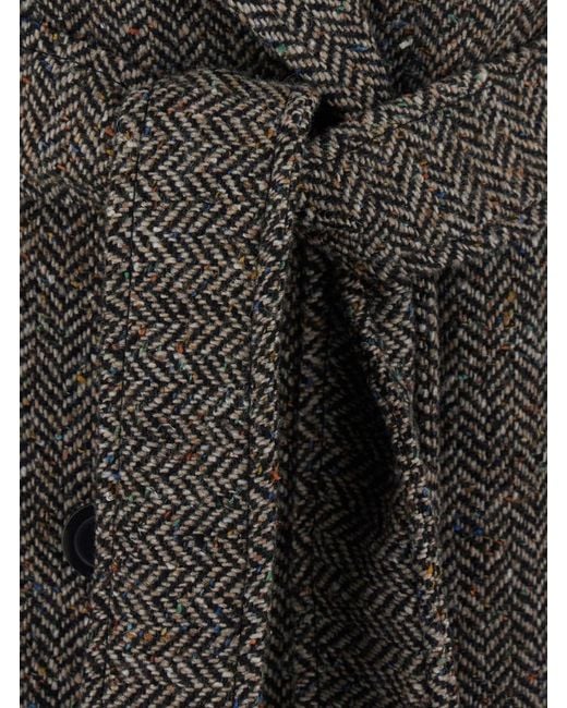 Momoní Gray Coat With Collar And Long Sleeves