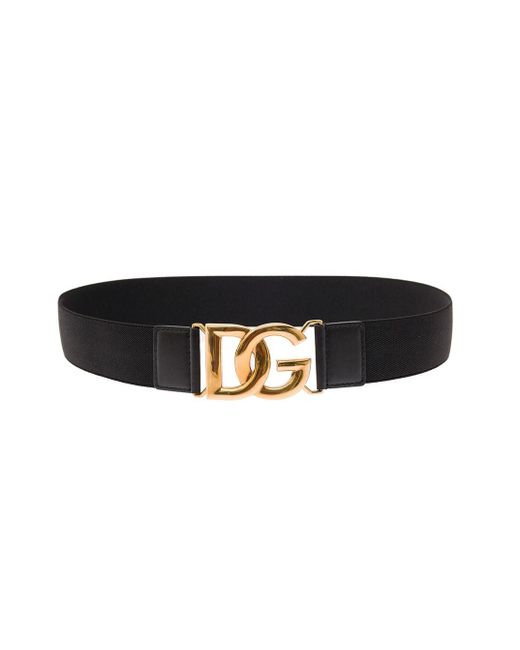 Dolce & Gabbana Synthetic Elastic Dg Belt in Black | Lyst