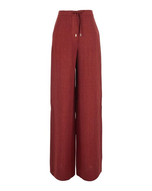 Max Mara Red Trousers Pelota Linen