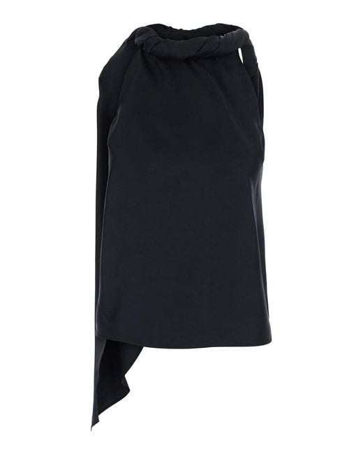 Loulou de Saison Black Top 'Wilma' With Twisted Silk Collar For