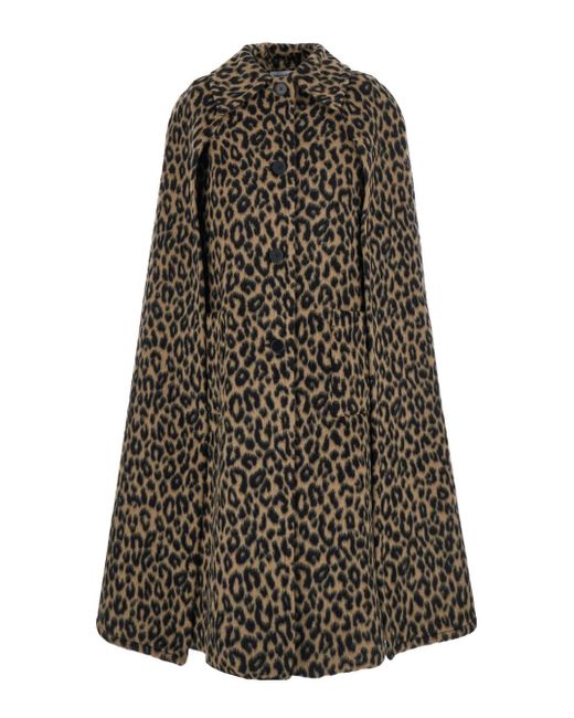 Federica Bonifaci Brown Coat With Wide Collar And All-Over Leopard Pri