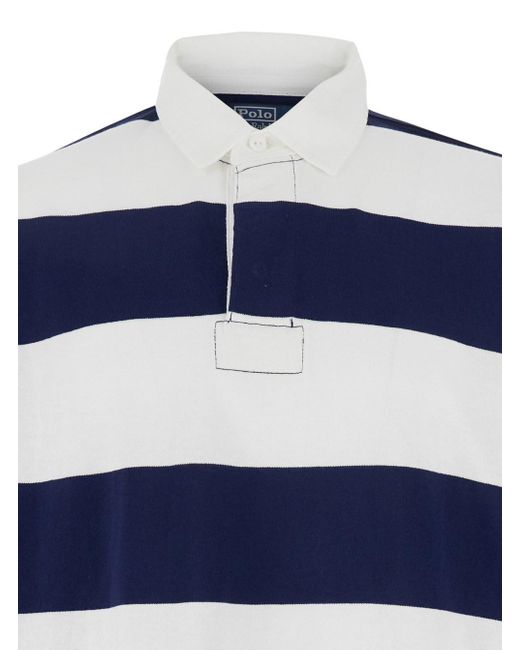 Polo "Big Fit" Con Colletto Classico E Motivo A Righ di Polo Ralph Lauren in Blue da Uomo