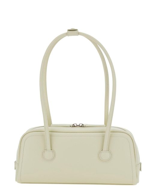 MARGE SHERWOOD White 'Soft Boston' Shoulder Bag With Two Top Handles An