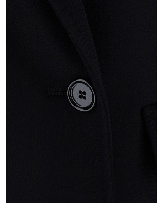 Max Mara Black Msteffige Coat With Notched Revers And Long Sleeves In