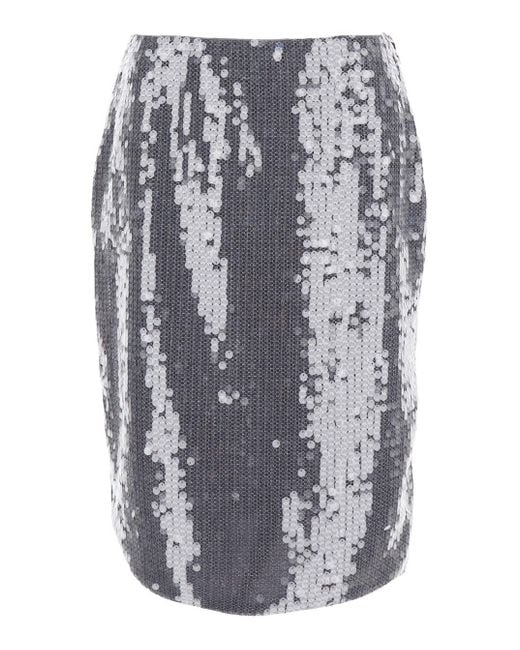 ROTATE BIRGER CHRISTENSEN Gray Skirt With All-Over Sequins