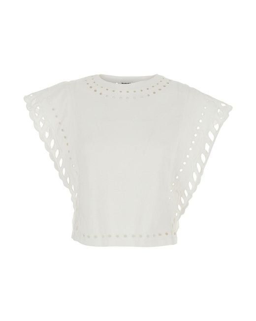 Isabel Marant White Classic Round Neck T-Shirt With Lightweight Fabric