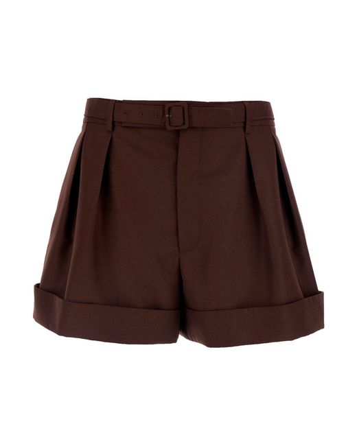Saint Laurent Brown Cotton Bermuda Shorts With Side Pockets For for men