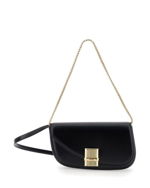 Borsa A Spalla 'Fiamma S' Con Dettaglio Logo di Ferragamo in Black