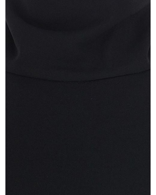 Le Plain Black Long Sleeveless Dress With Open Back And Zip Closure At