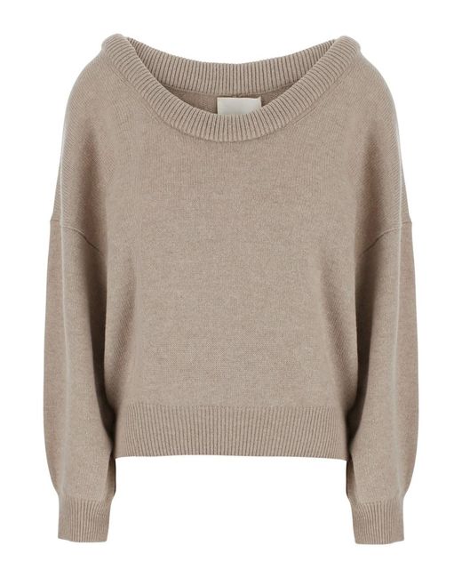 Lisa Yang Natural Doria Sweater With High Collar And Long Sleeves