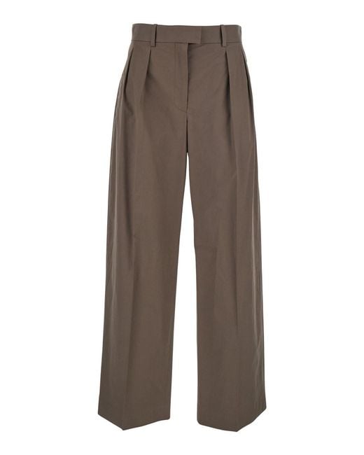The Row Brown 'Alfidis' Pants With Belt Loops And Wide Leg