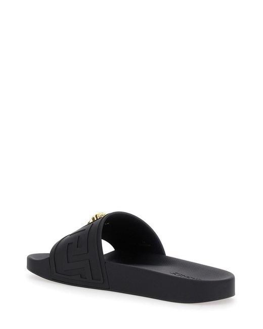 Versace Black Sandals With Medusa Plaque On The Front for men