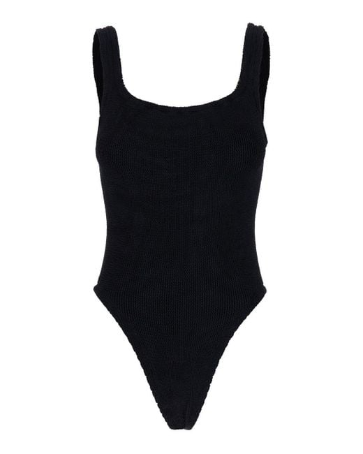 Hunza G Black One-Piece Swimsuit With Squared Neckline