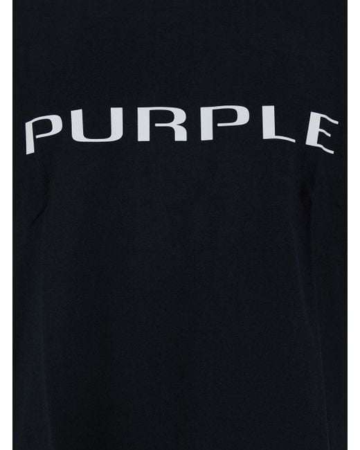Purple Brand Black Crewneck T-Shirt With Logo Lettering On The Front I for men