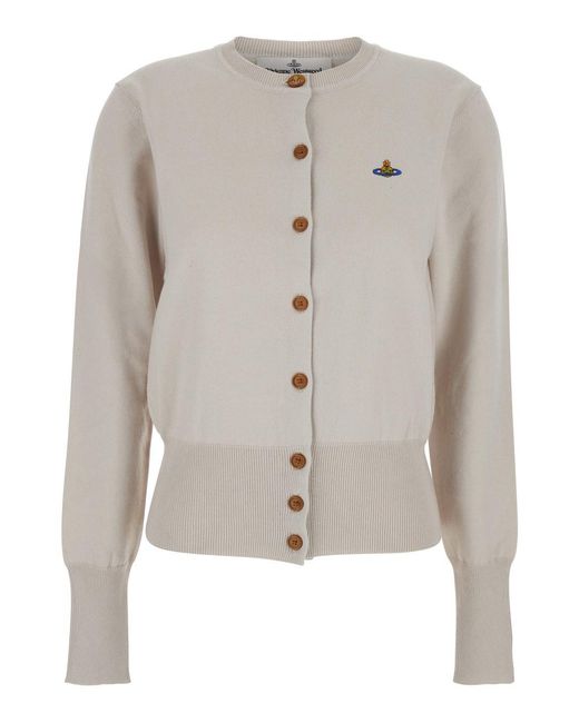 Vivienne Westwood White 'Bea' Cardigan With Orb Embroidery