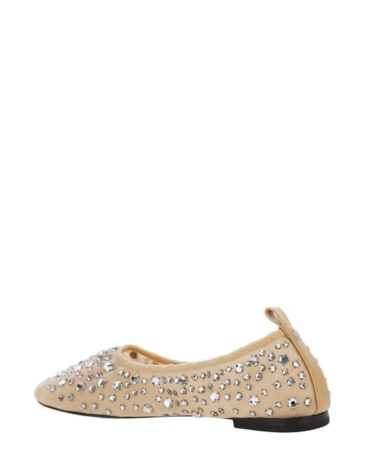Tory Burch Natural Ballet Flats With Crystal Detail