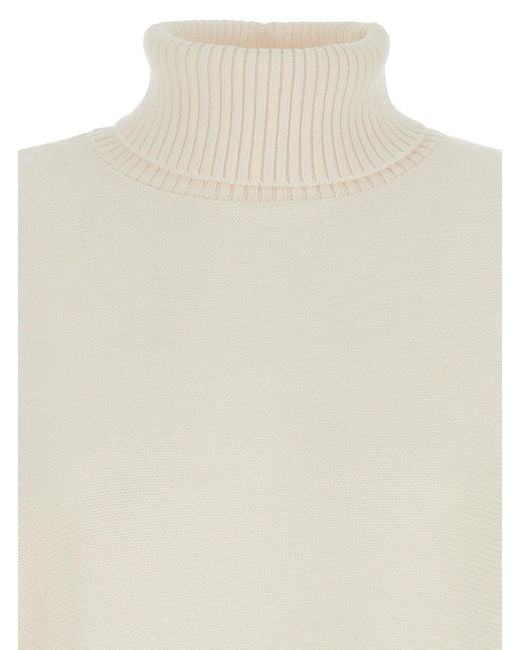 MICHAEL Michael Kors White Cropped Turtleneck Sweater With Logo Plaque