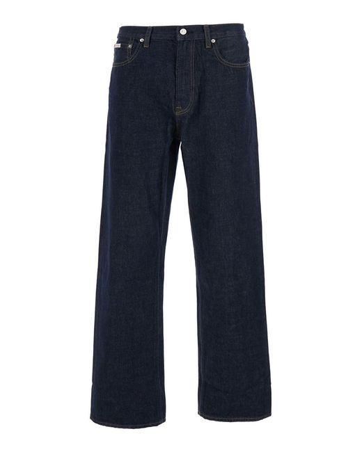 Calvin Klein Blue Rinze Denim Jeans With Pockets And Logo For for men