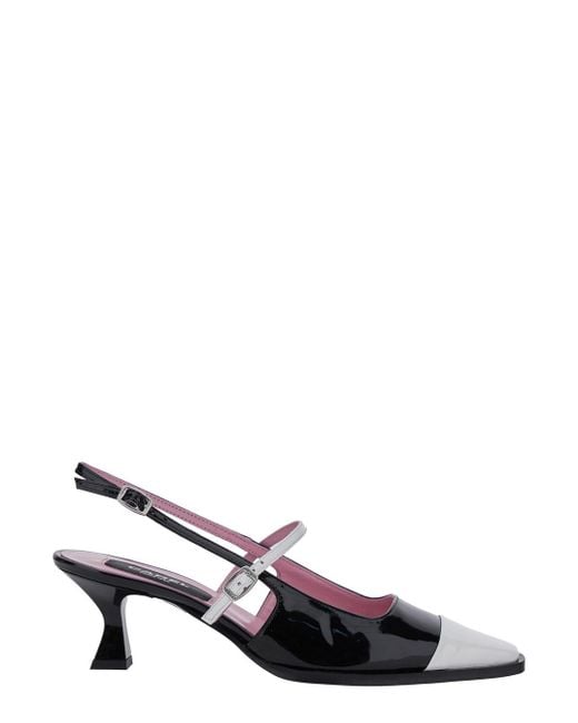 CAREL PARIS Black 'Cecile' Slingback Pumps With Contrasting Toe And Sculpted