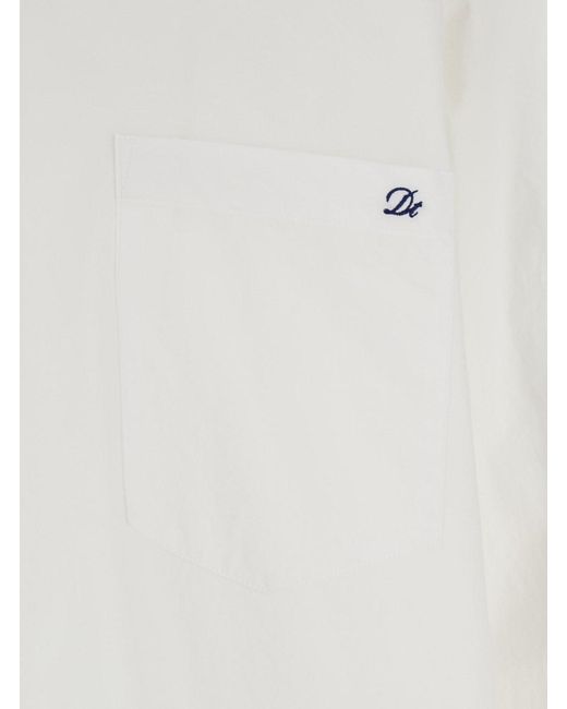 DUNST White Shirt With Patch Pocket On The Front And Embroidered Logo