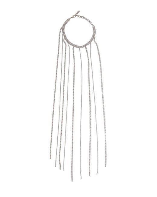 Silvia Gnecchi White Colored Necklace With All-Over Applied Glass Cry