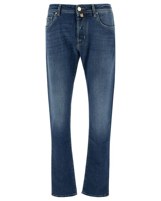 Jacob Cohen Blue Slim Five-pocket Jeans In Cotton Denim Man for men