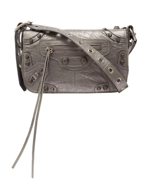 Balenciaga Gray 'le Cagole' Grey Shoulder Bag With Logo And Studs In Leather Man for men