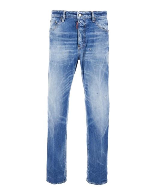 Jeans Con Effetto Distressed E Patch Logo Sul Retro di DSquared² in Blue da Uomo
