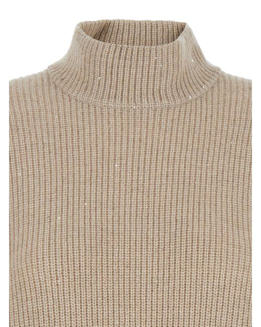 Brunello Cucinelli Natural Oversized Ribbed Sweater