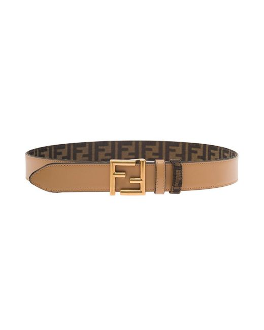 Fendi White And And Brown Ff Reversible Belt With Logo Buckle In Leather Woman