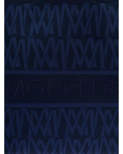 Moncler Blue Tote Bag With All-Over Monogram for men