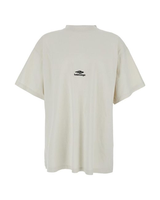 Balenciaga White Tshirt With Logo On Front And Maxi Logo On Back for men