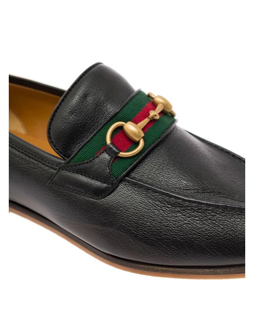 Gucci Green 'paride' Loafers With Web And Horsebit Detail In Leather for men