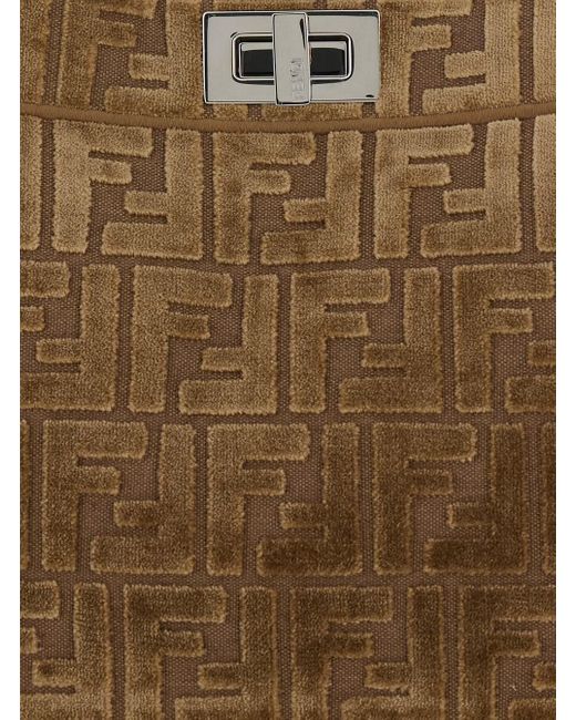 Borsa 'Peekaboo Iseeu Small' Con Motivo Ff All-.Over di Fendi in Brown