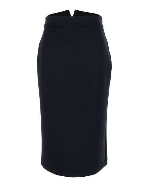 Moncler Genius Blue Skirt With Logo Patch Applied On The Back