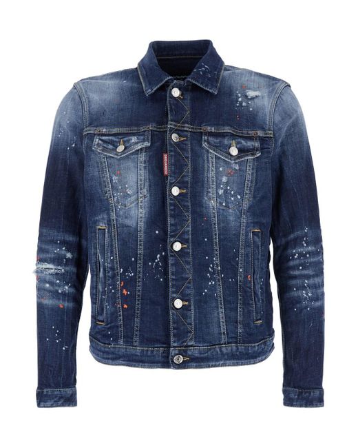 Giubbotto 'Dan' Con Colletto Classico E Stampa Effetto Verni di DSquared² in Blue da Uomo