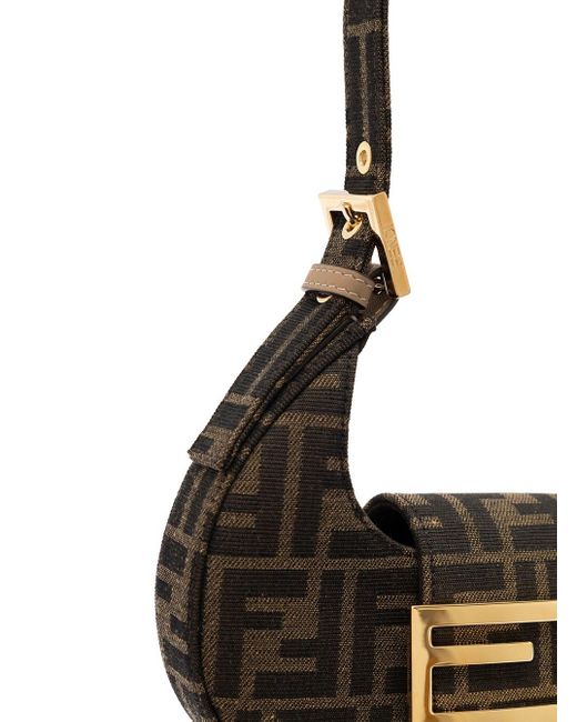 Fendi Outlet: bag in fabric and leather - Brown  Fendi shoulder bag  7VA589AMAH online at