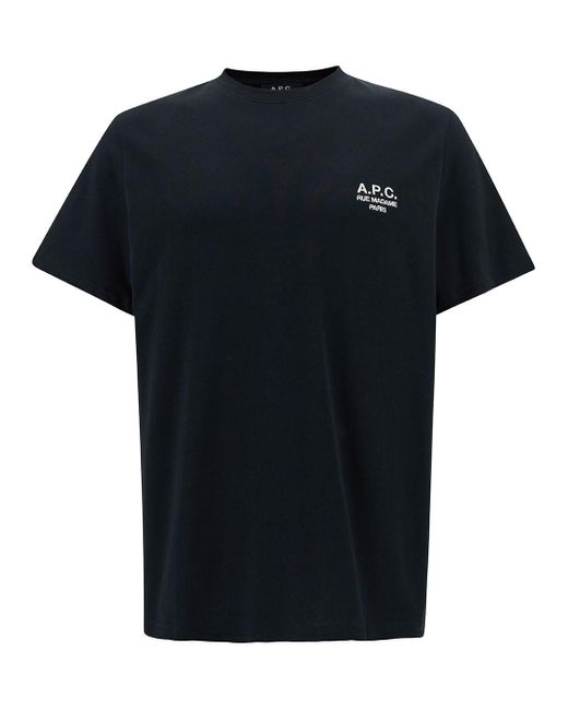 A.P.C. Black Logo Print Crew Neck T-Shirt for men