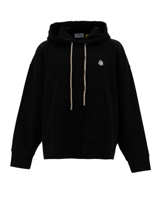 Moncler Genius Black Hoodie With Moncler X Palm Angels Patch In Cotton for men