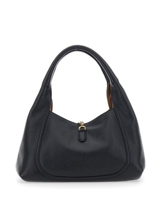 Gucci Black 'Softbit Large' Shoulder Bag With Maxi Metal Clamp