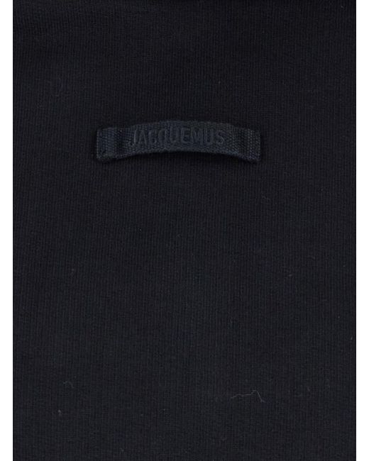 Jacquemus Blue 'Le Hoodie Gros Grain' Cropped Hoodie With Drawstring Hood And Logo Patch On The Front