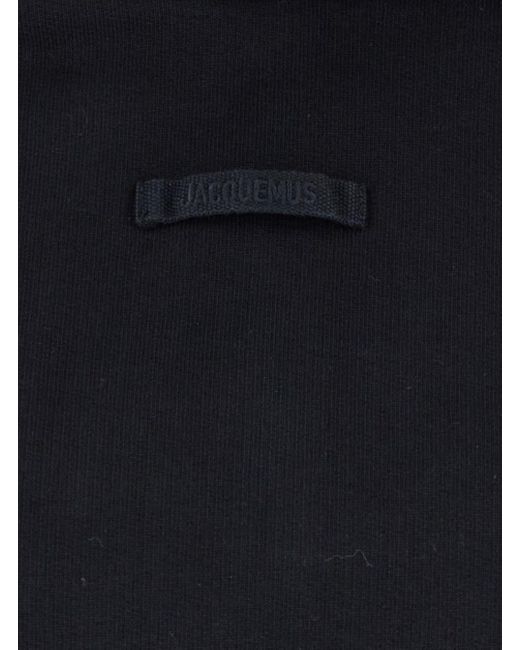 Felpa Crop 'Le Hoodie Gros Grain' Con Cappuccio Con Couliss di Jacquemus in Blue