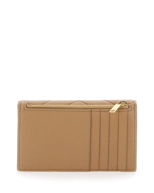 Saint Laurent Brown Quilted Wallet With Cassandre Plaque On The Front
