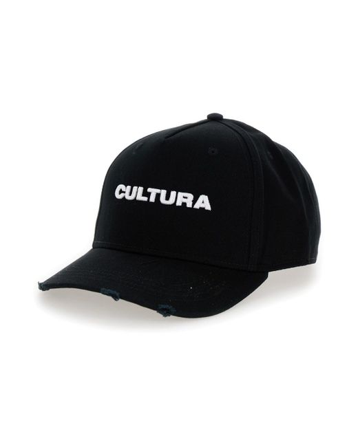 Cultura Black Baseball Cap With Embroidery for men