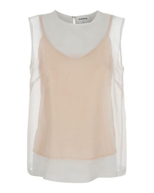 P.A.R.O.S.H. Natural Silk Blouse With Semi-Transparent